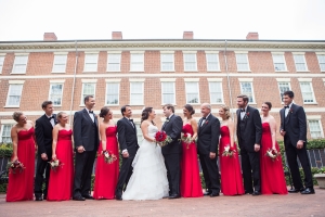 red and black bridal party