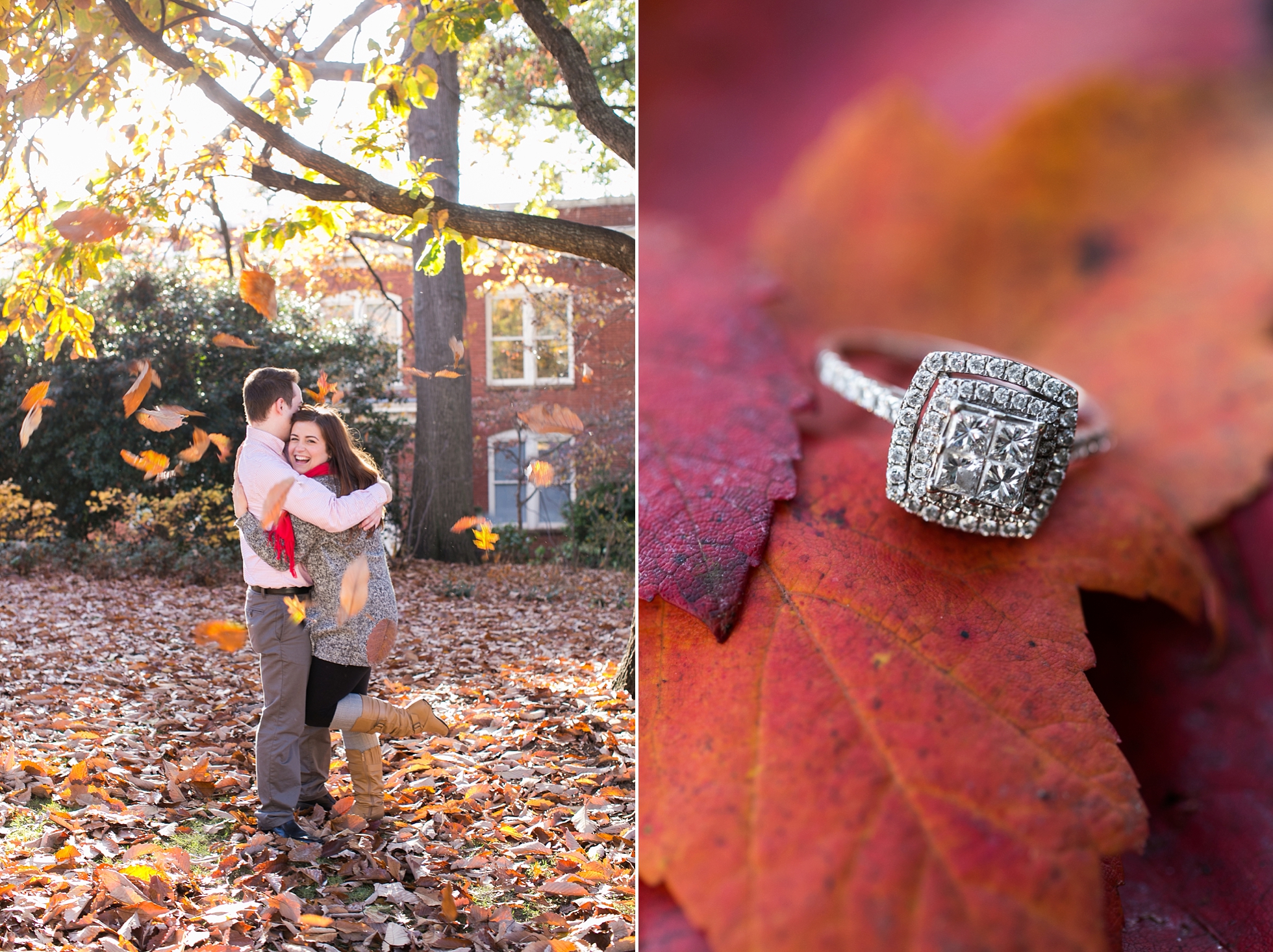engagement ring fall leaves