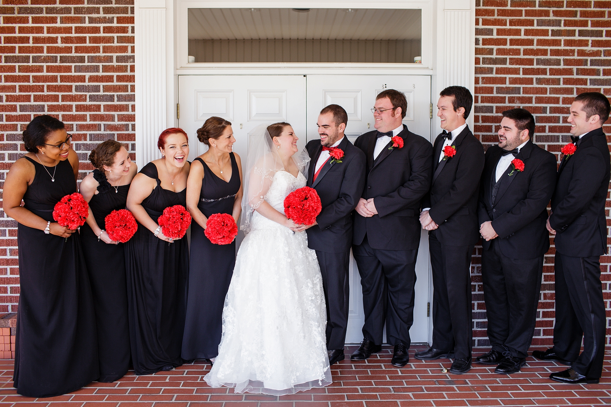 red and black bridal party