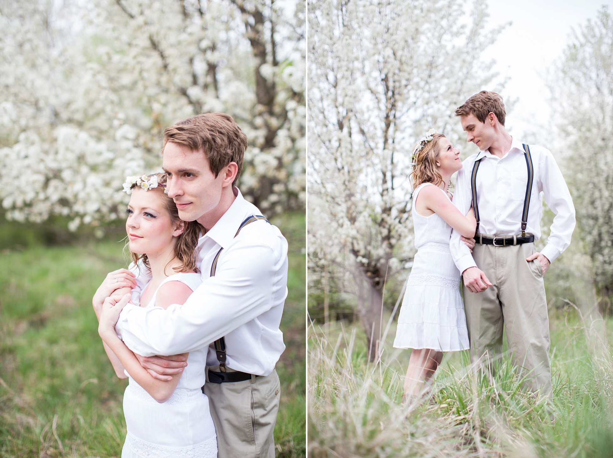 spring trees engagement photos
