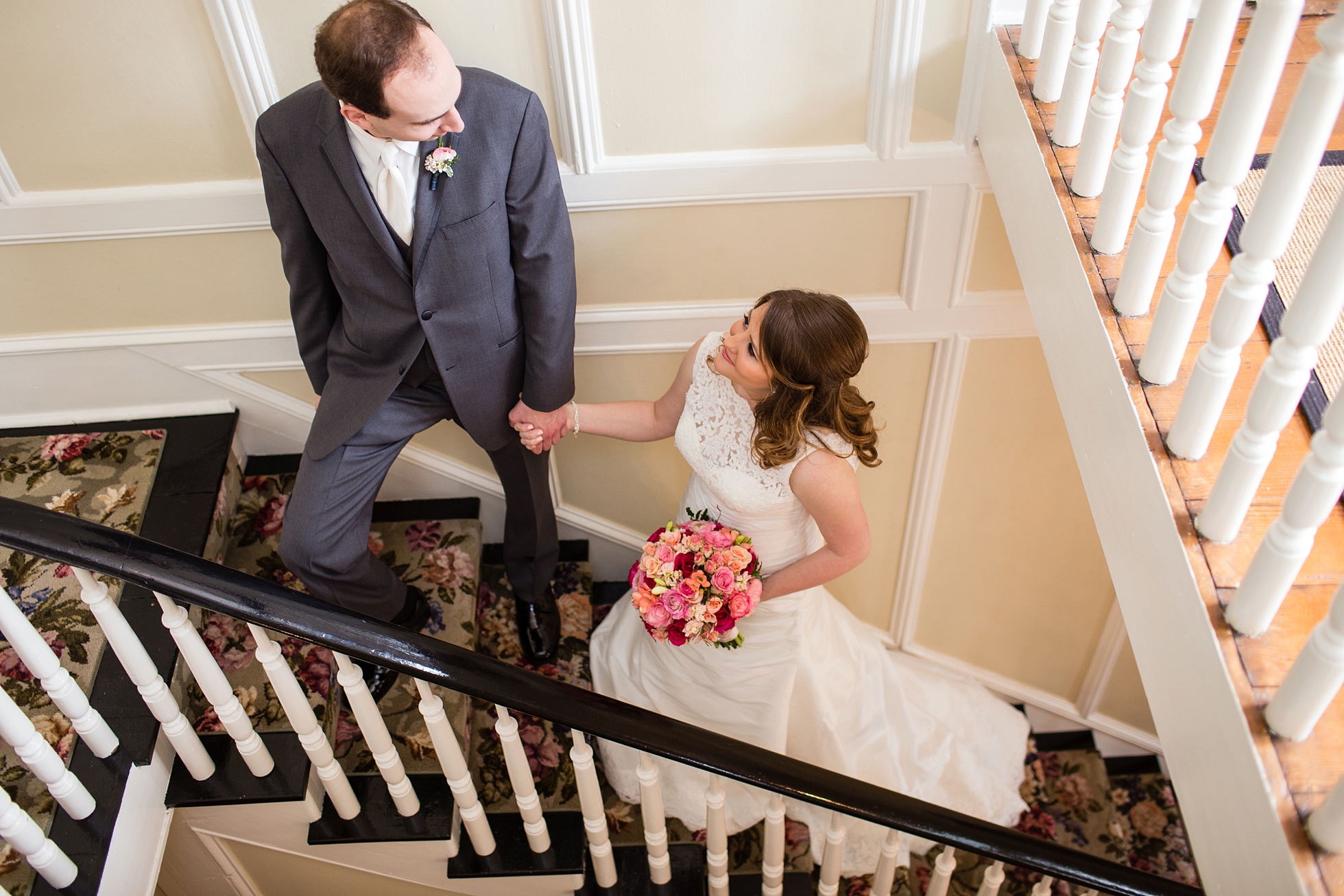 staircase wedding photos