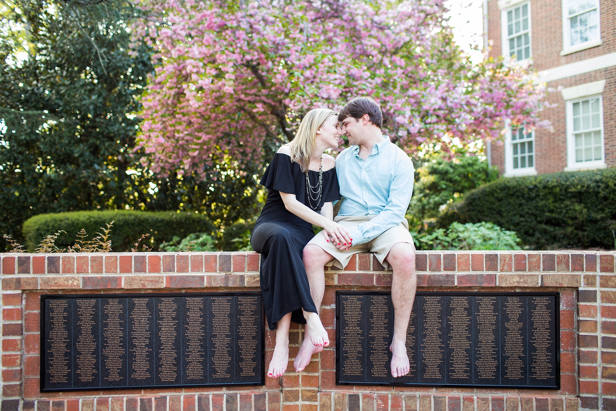 spring pink flowers engagement