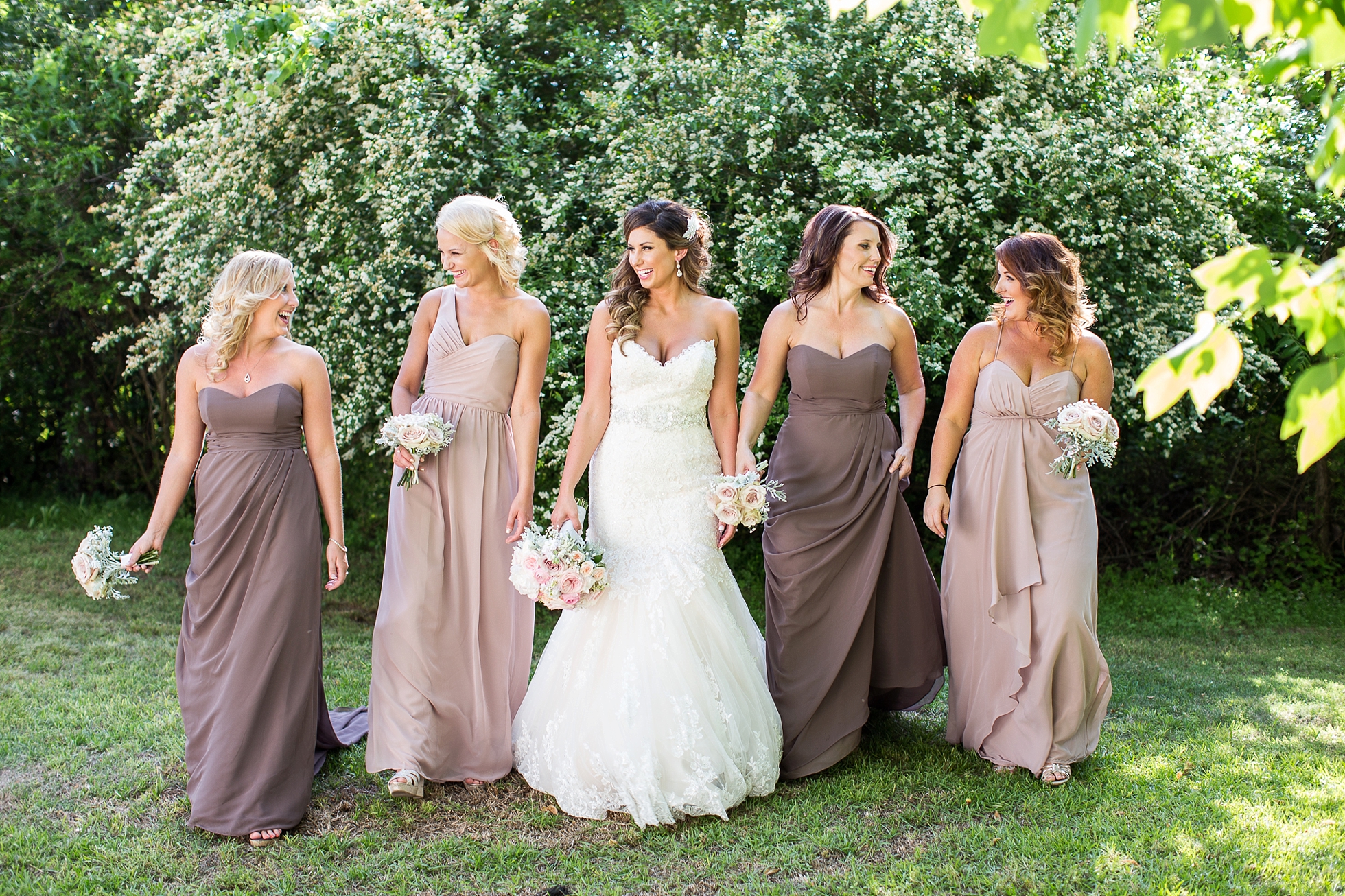 brown beige neutral bridesmaids dresses