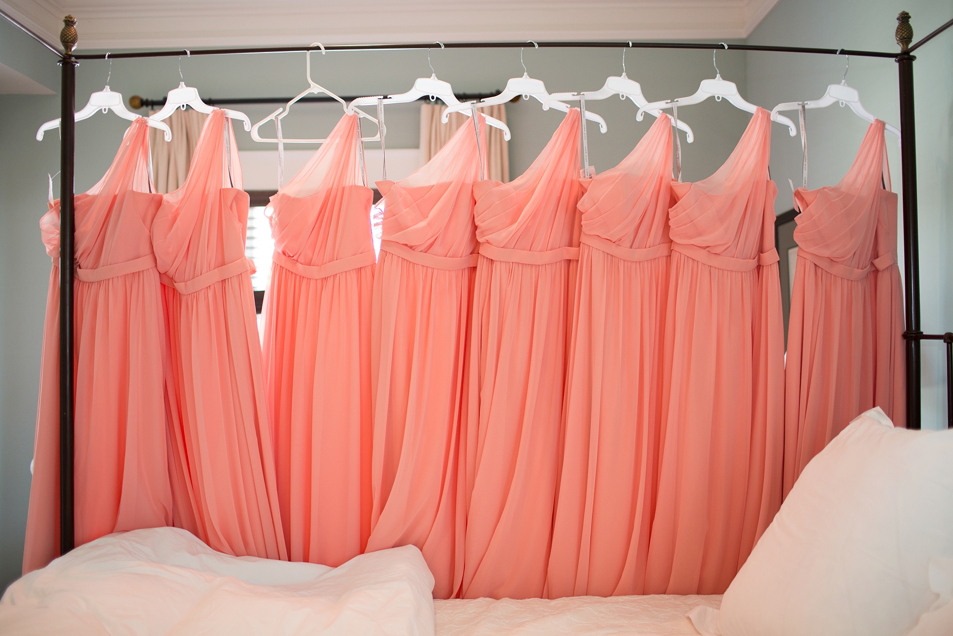 pink long bridesmaids dresses