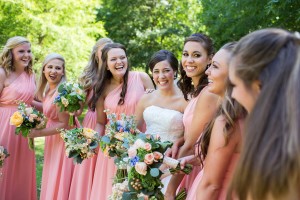 bridesmaids pink flowers