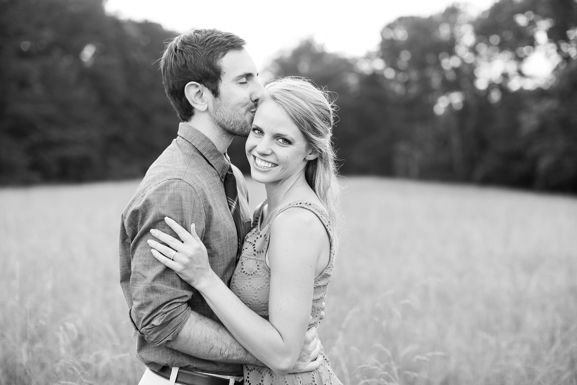 athens field sunset engagement