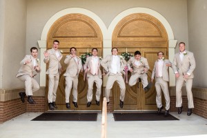 groomsmen jumping party shot