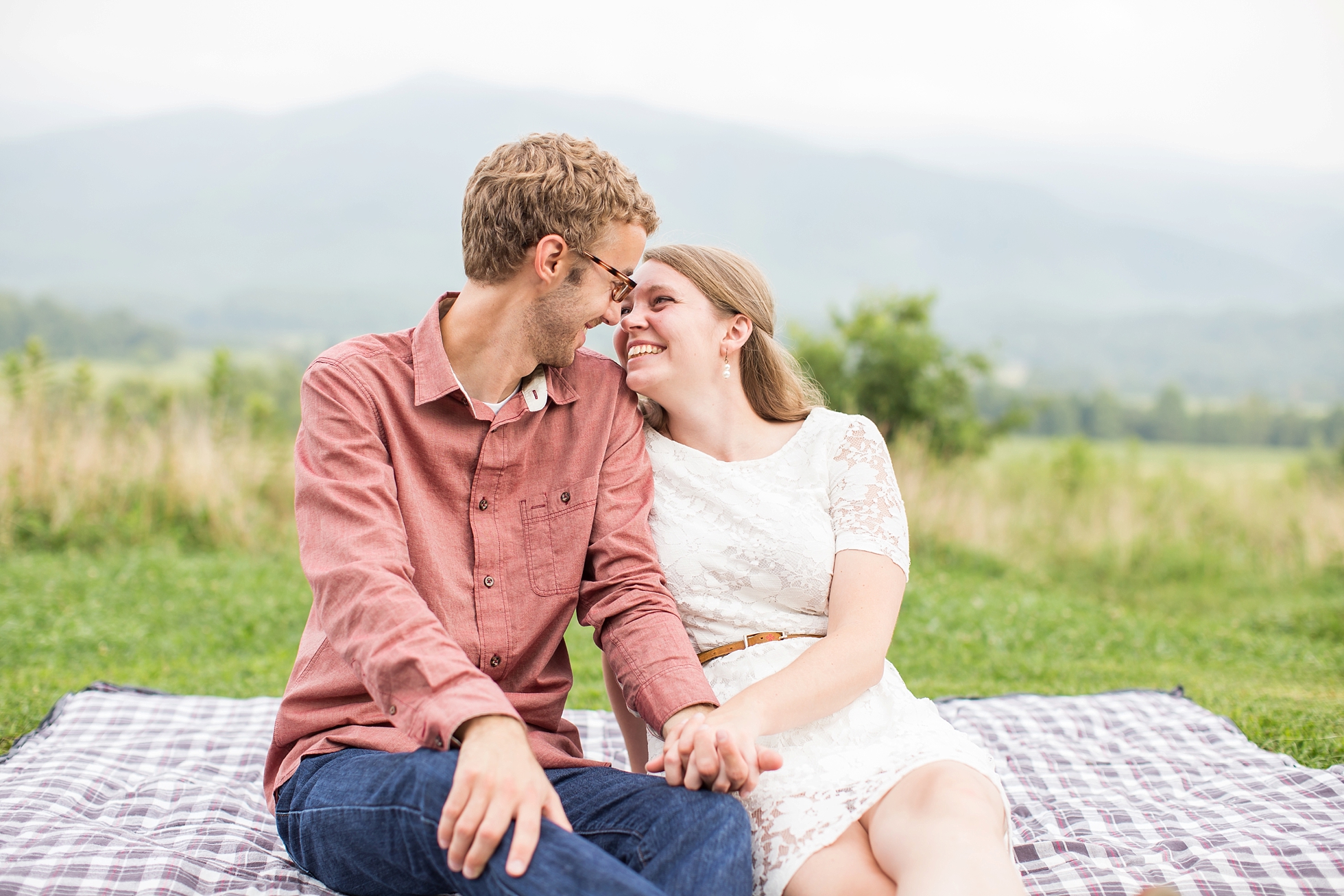 love picnic mountains engagement