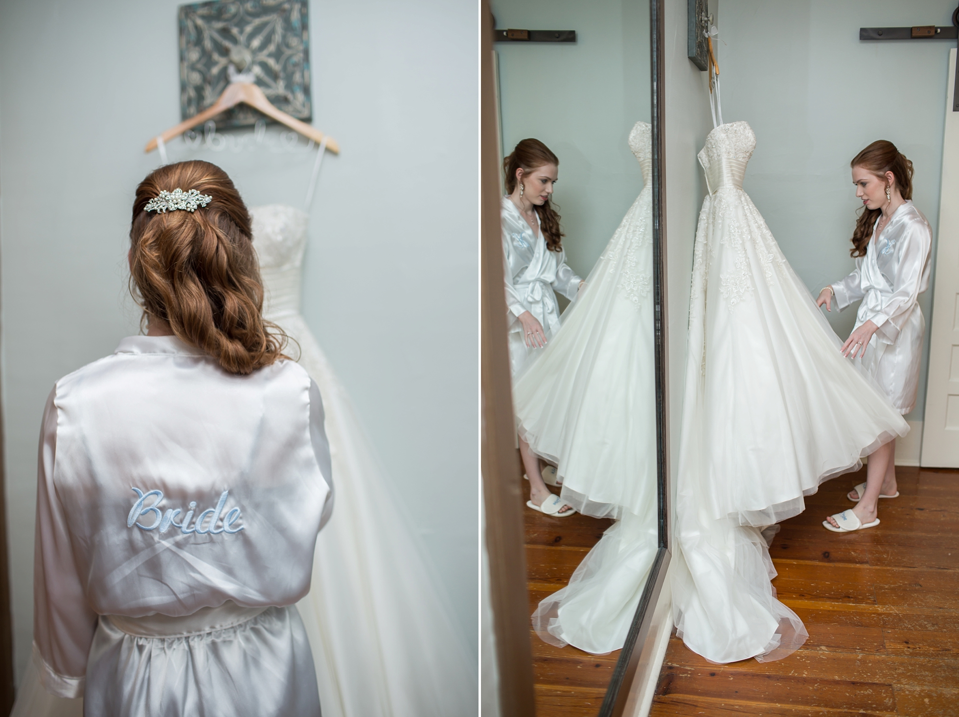 bride dress getting ready