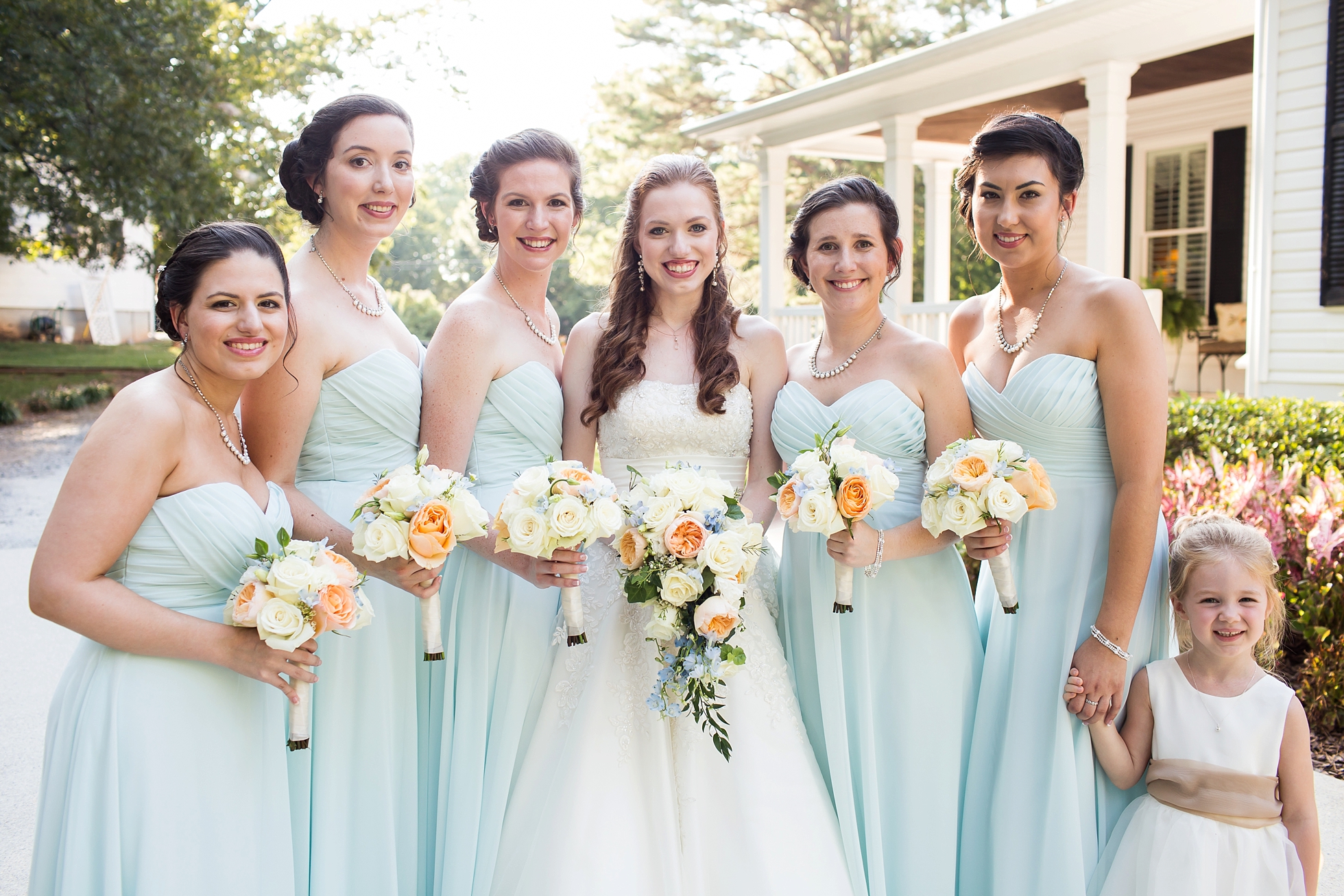 bridesmaids blue light dresses
