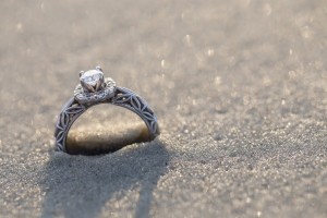love engagement ring beach
