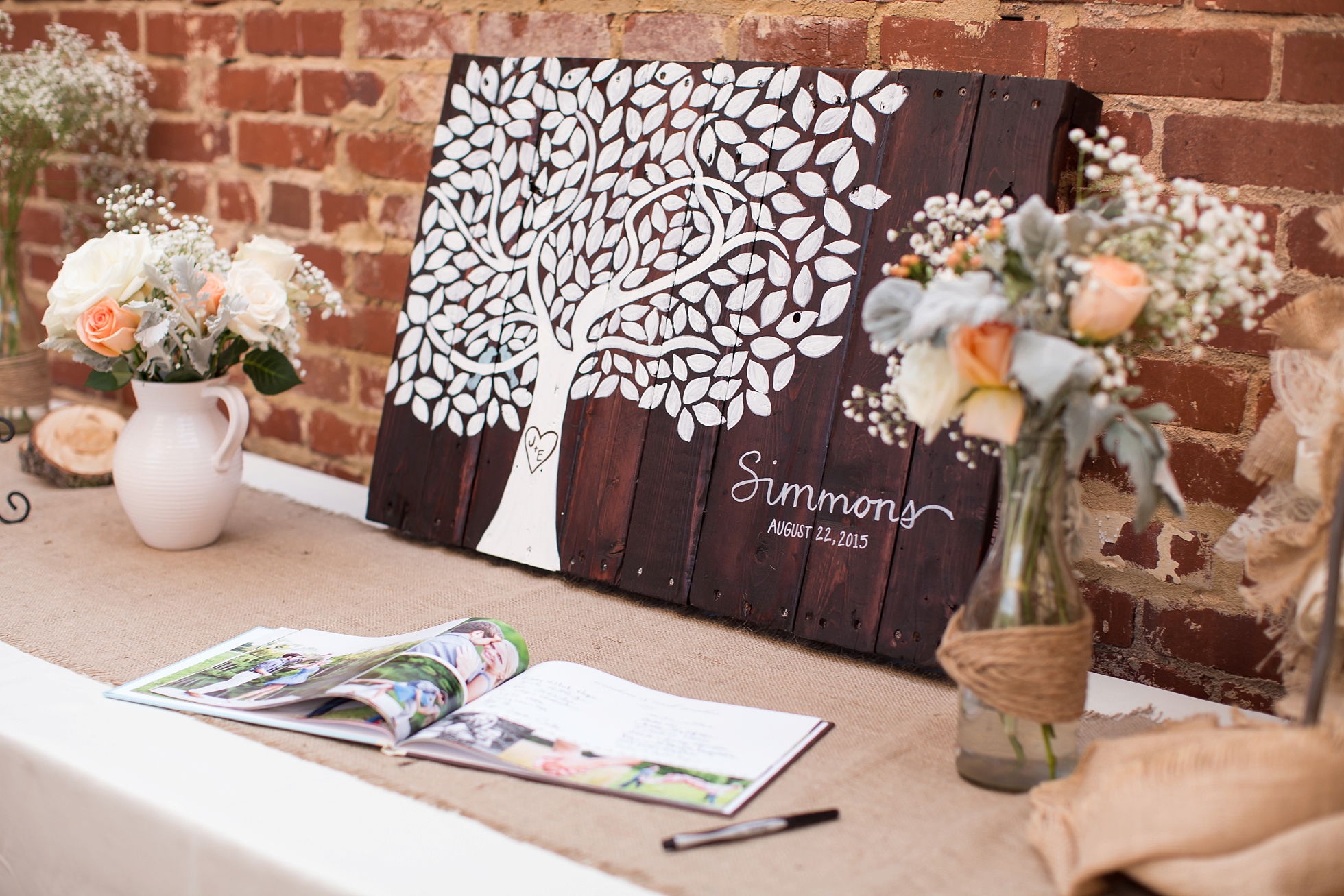 tree reception guestbook table