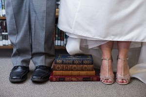 feet books library wedding