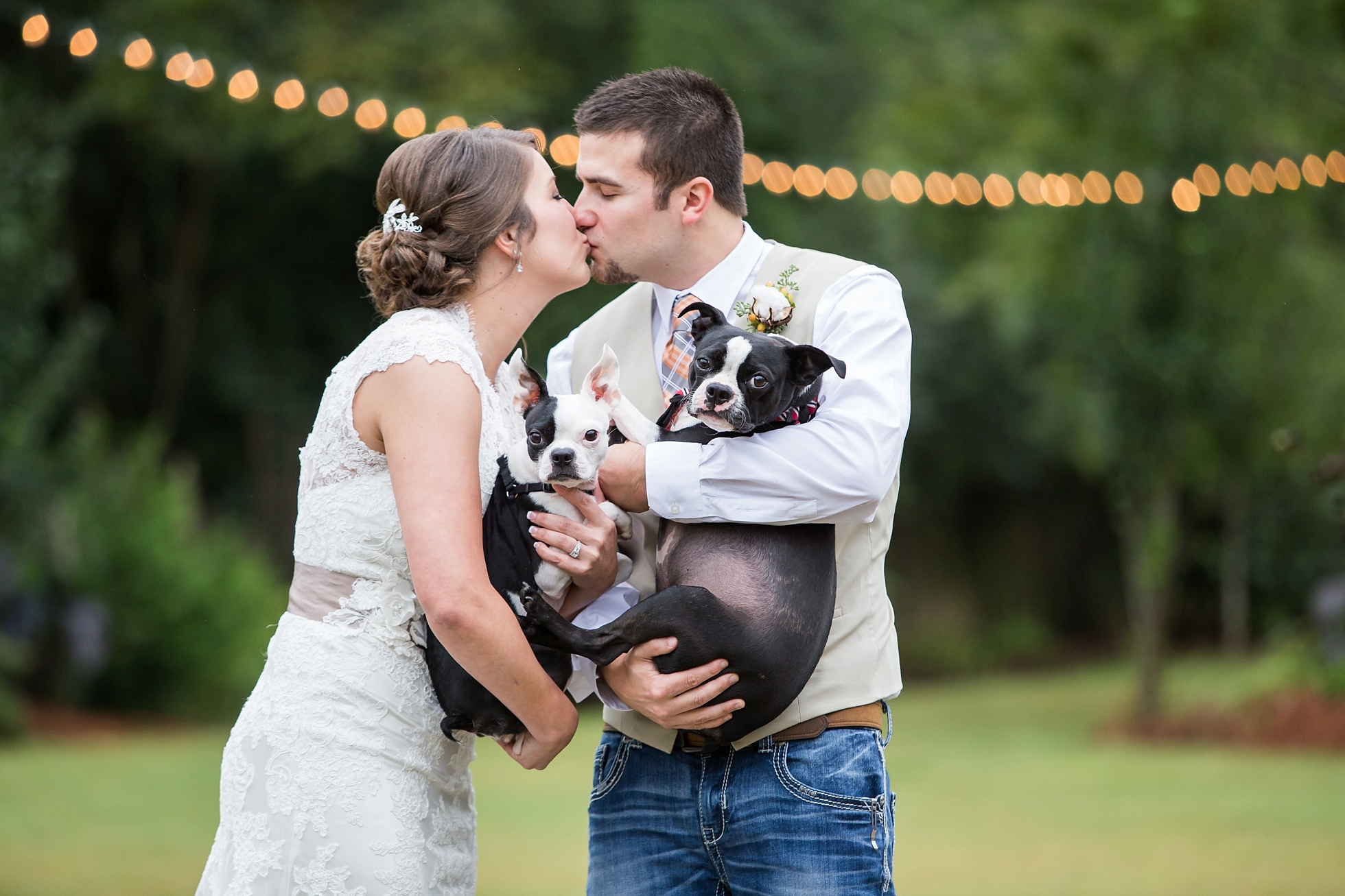 bride groom puppies wedding