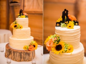 sunflower cake barn wedding