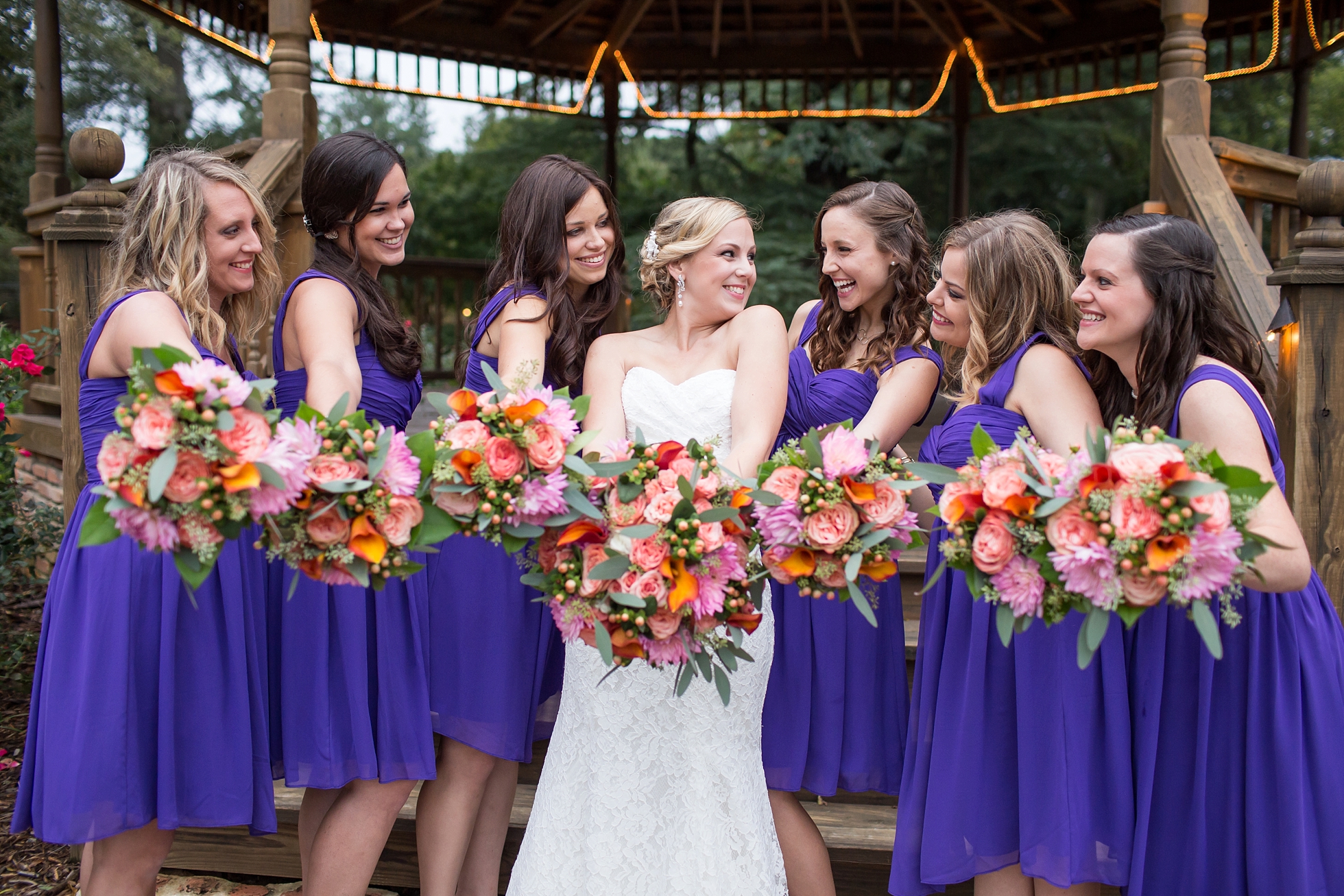 purple bridesmaids wedding