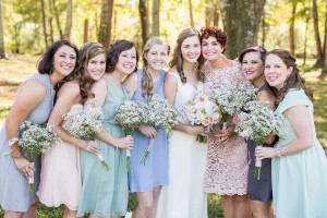 mismatched pastel bridesmaids