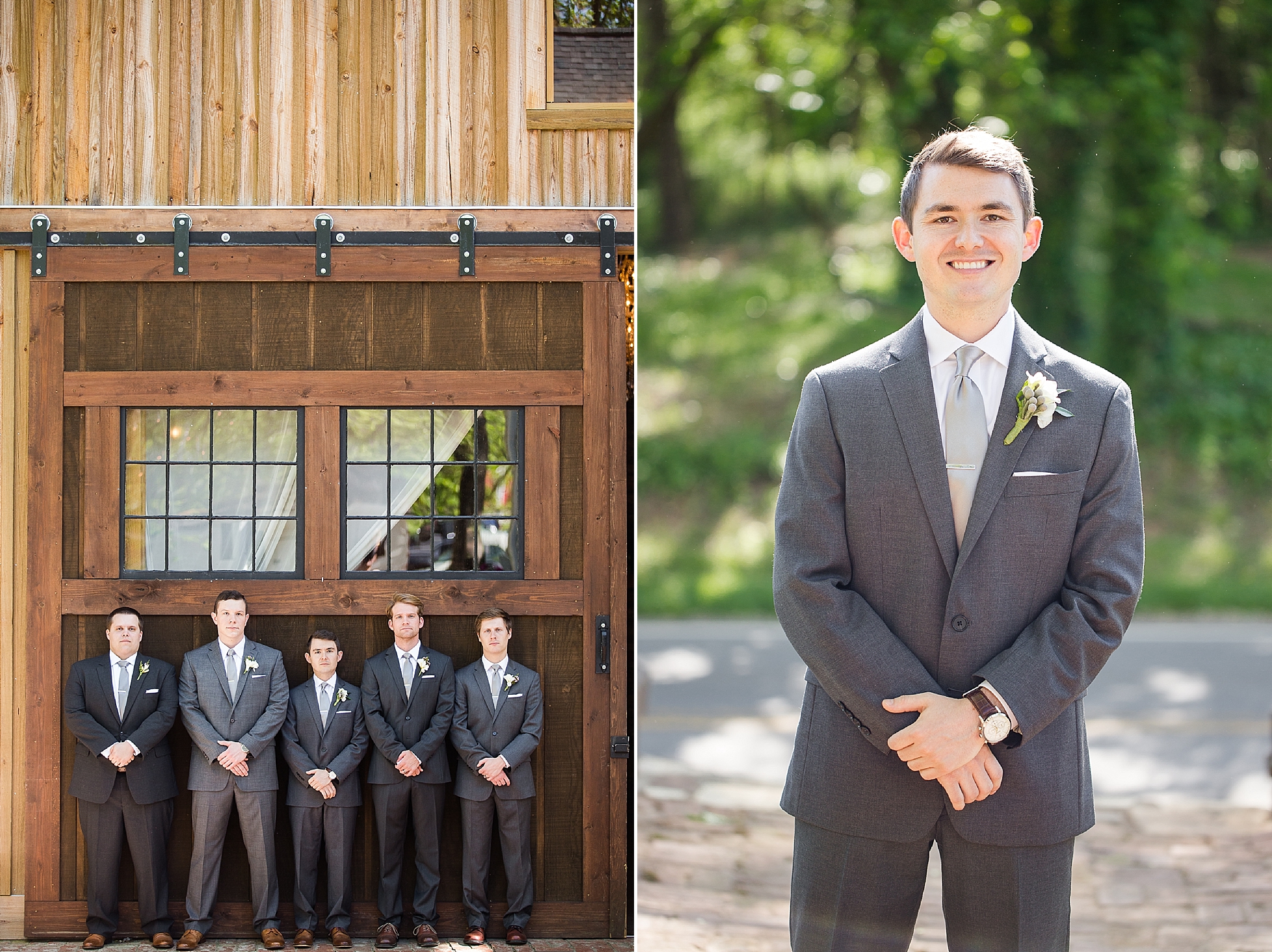 barn wedding groom groomsmen