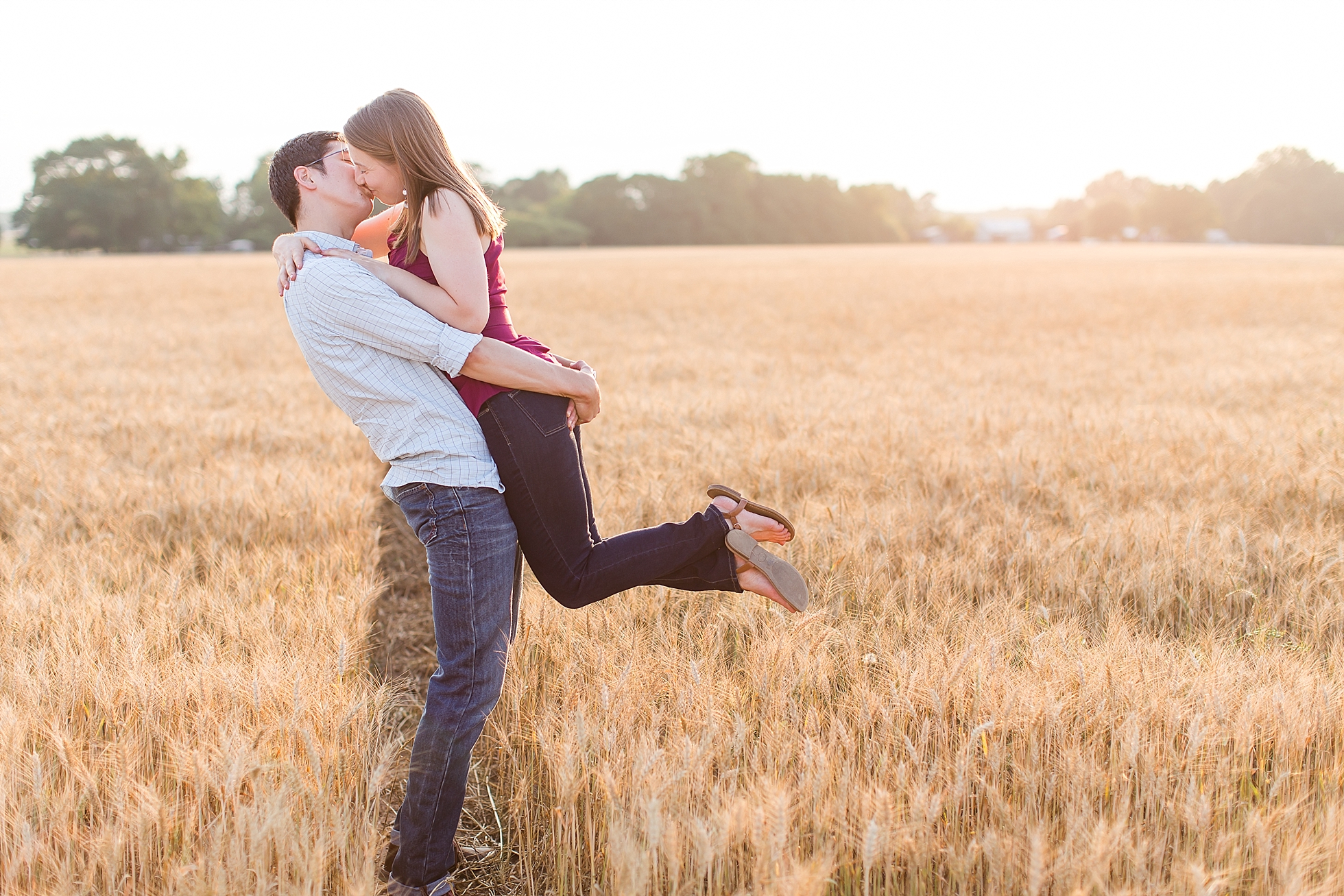 field swoon sunset wheat engagement