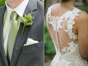 sage lace bridal groom details