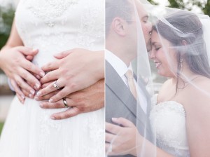veil rings bride groom photos