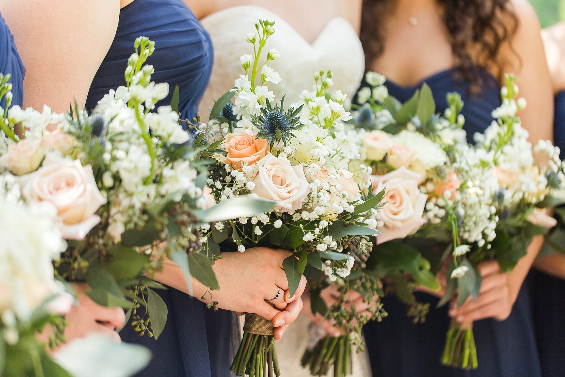 navy bridesmaids bouquets