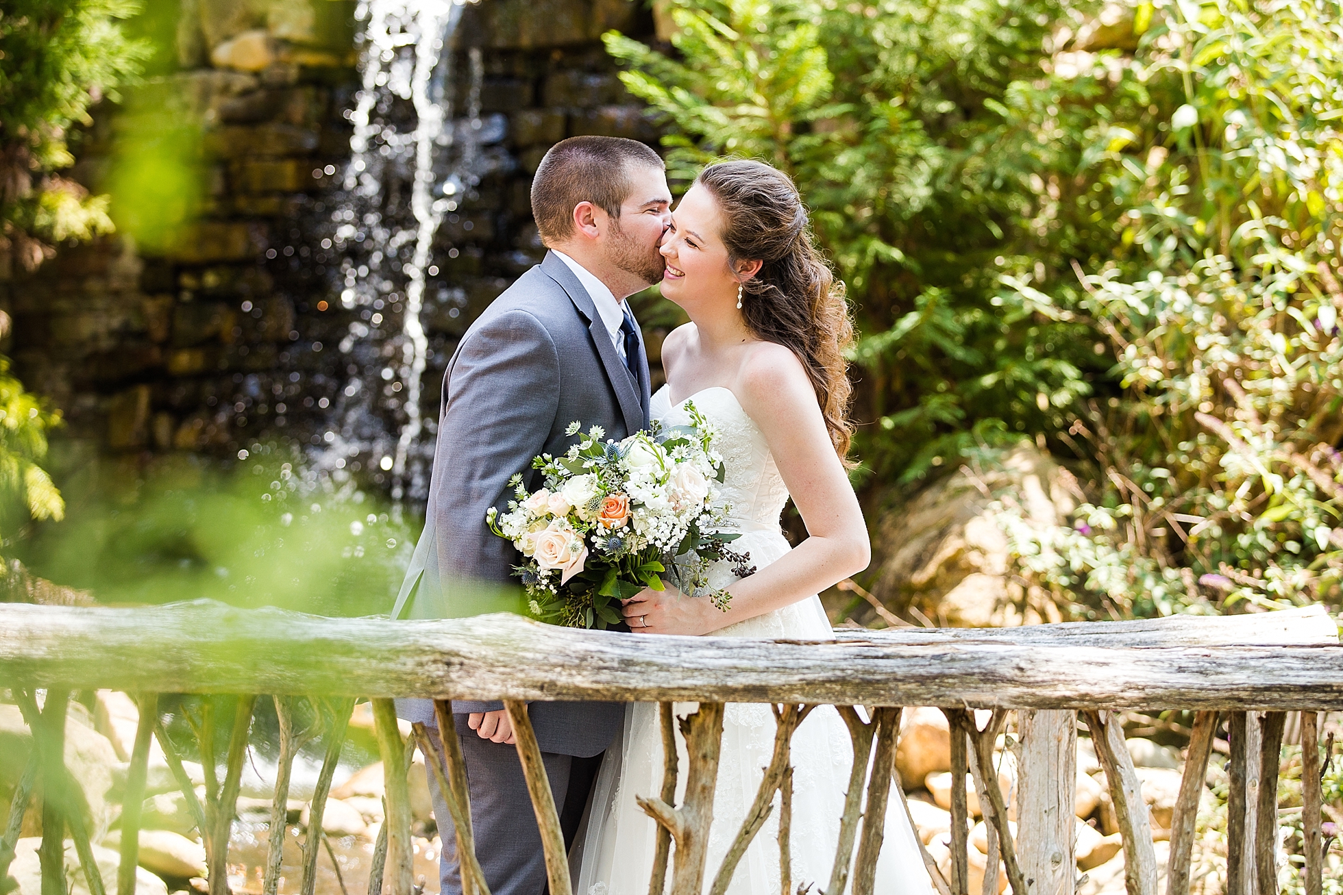 bride groom waterfall wedding
