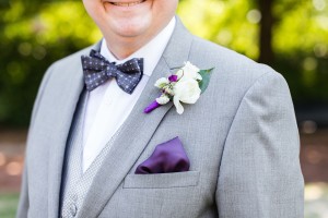 purple boutonnière wedding