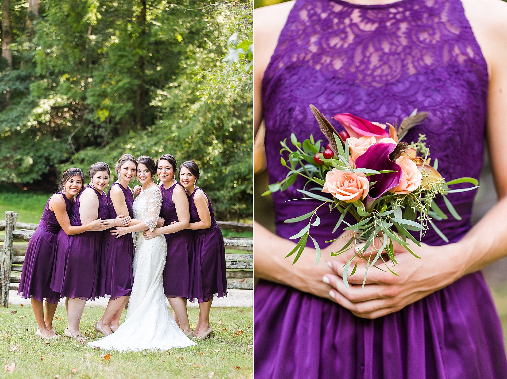 purple bridesmaids wedding photos