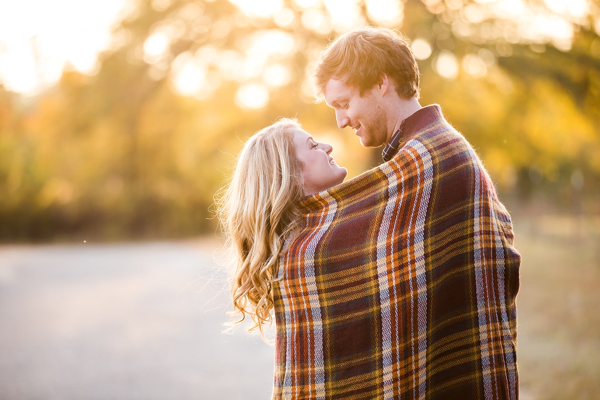 blanket fall engagement photos