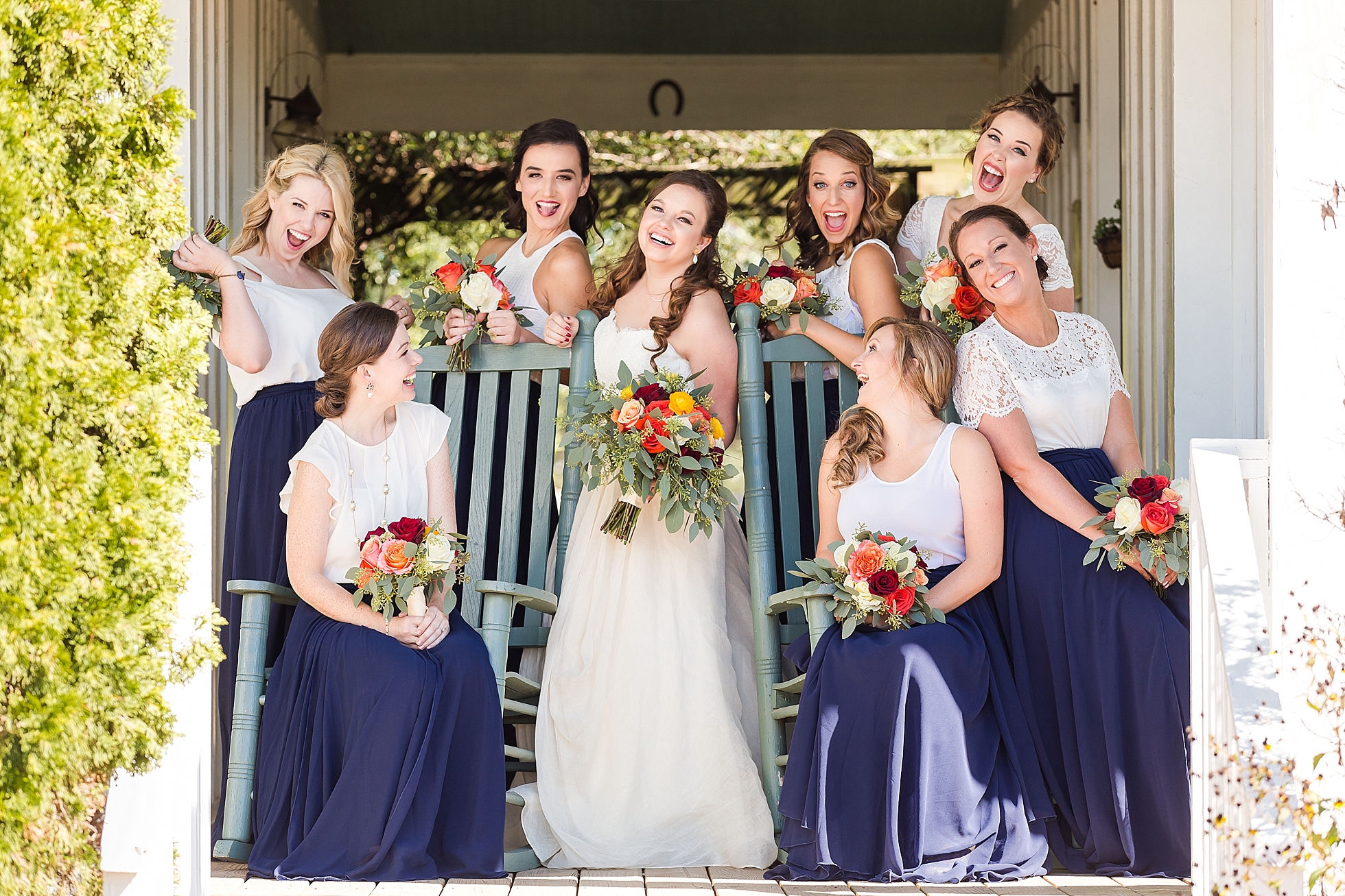 bridesmaids farmhouse inn wedding navy