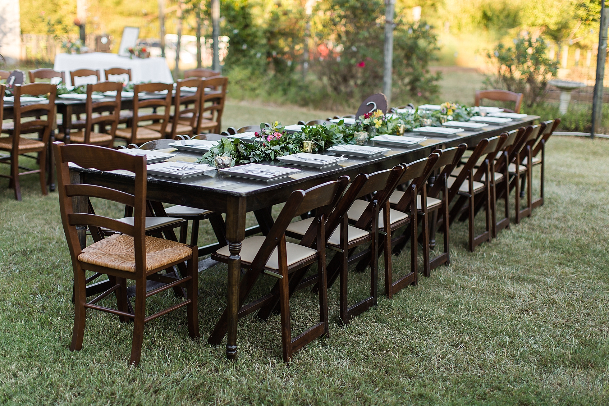 long table farm wedding decor
