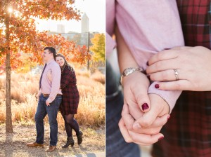 fall city engagement photos