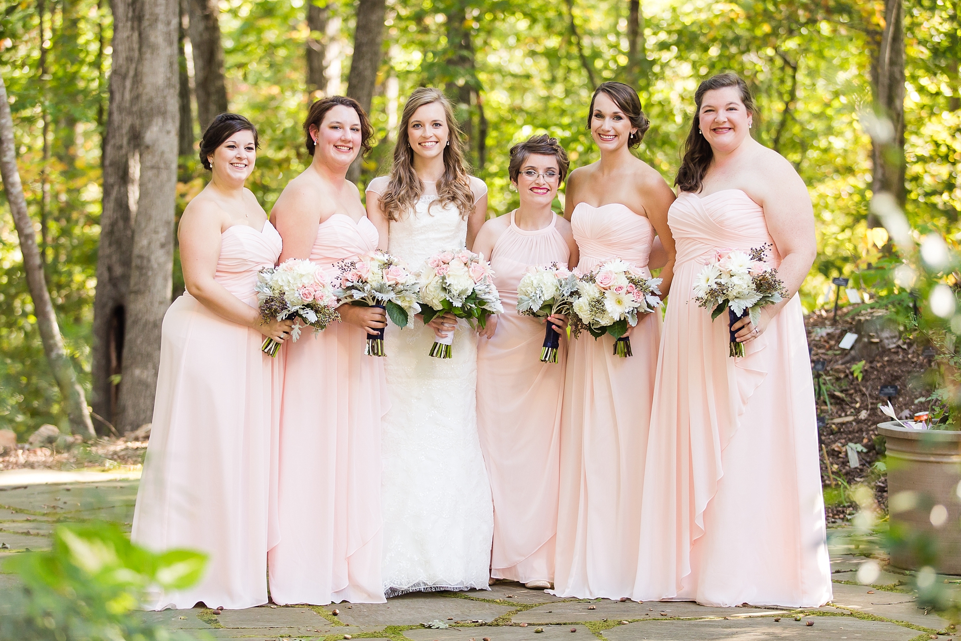 pink bridesmaids botanical gardens wedding