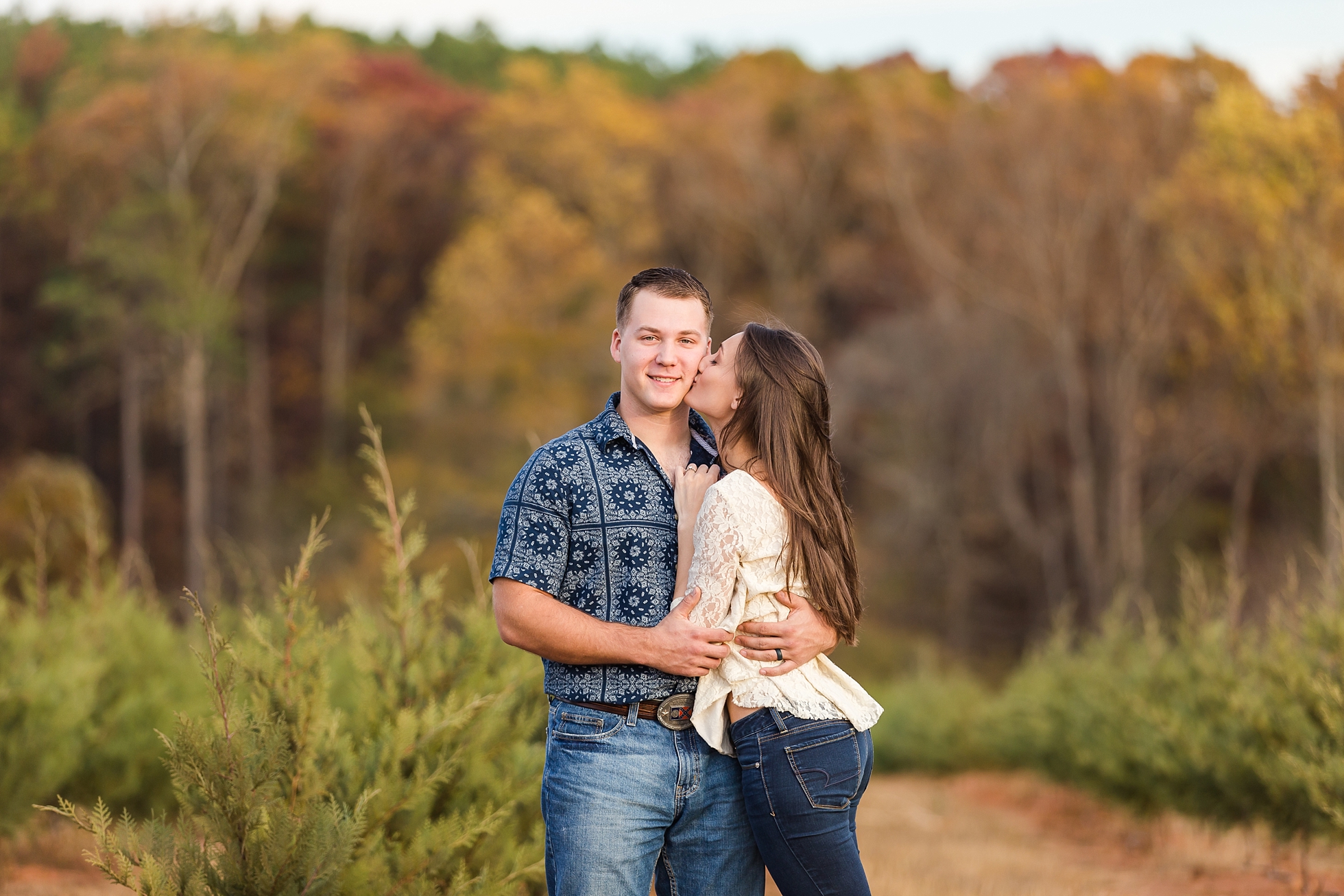 fall trees engagement photos