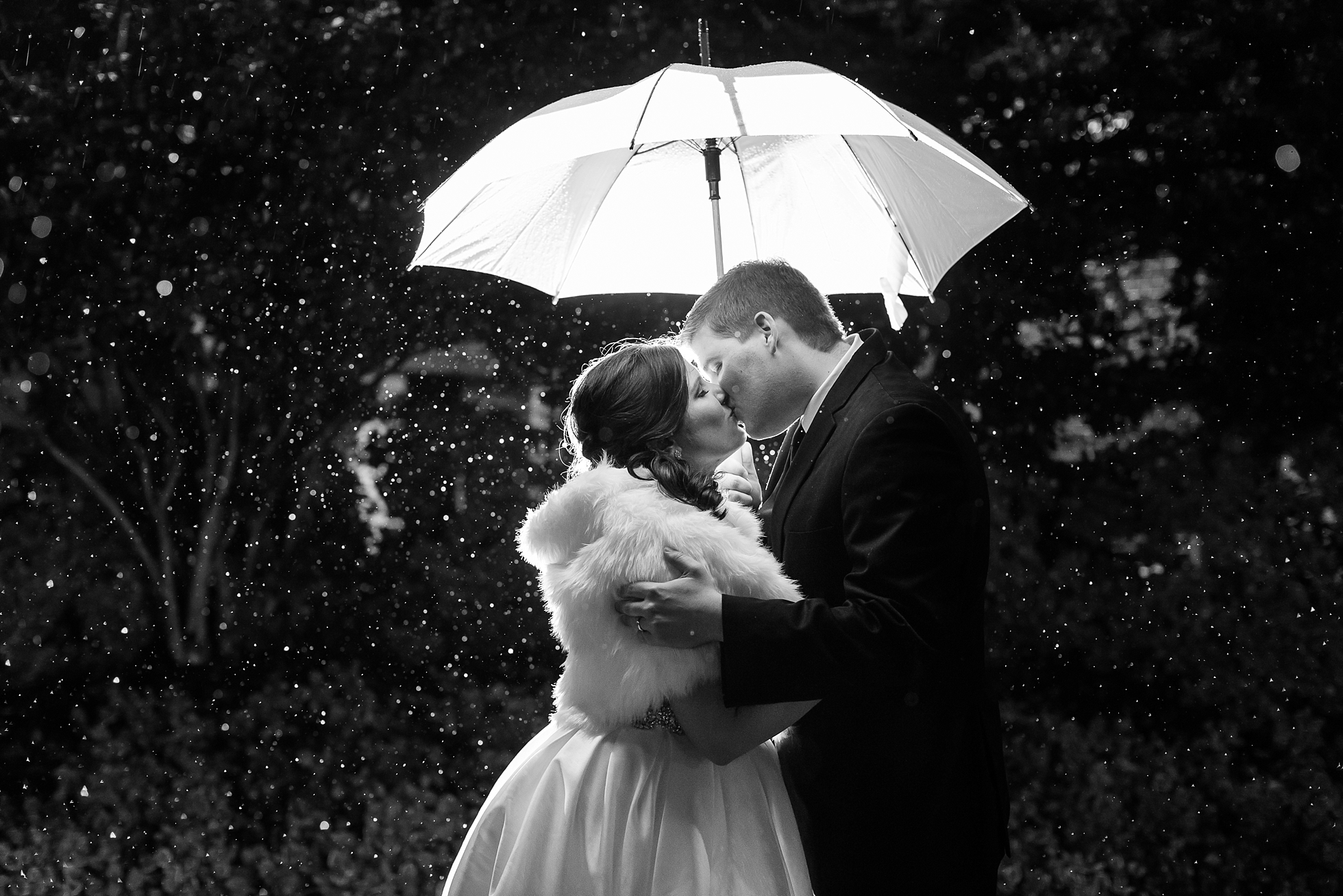 dreamy winter rainy wedding photos