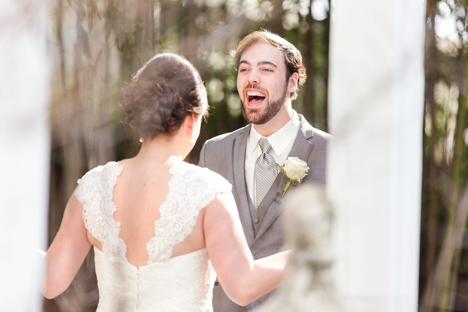 first look groom reaction wedding