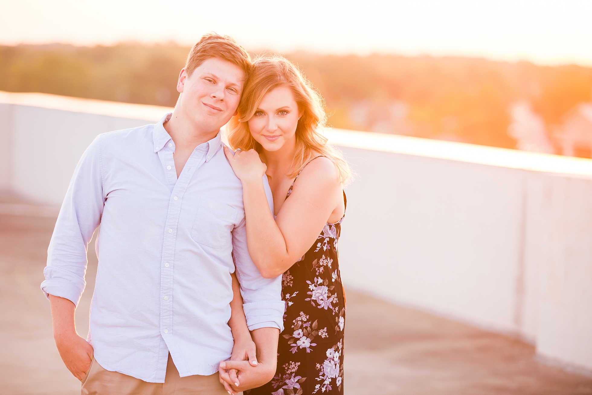 rooftop sunset engagement