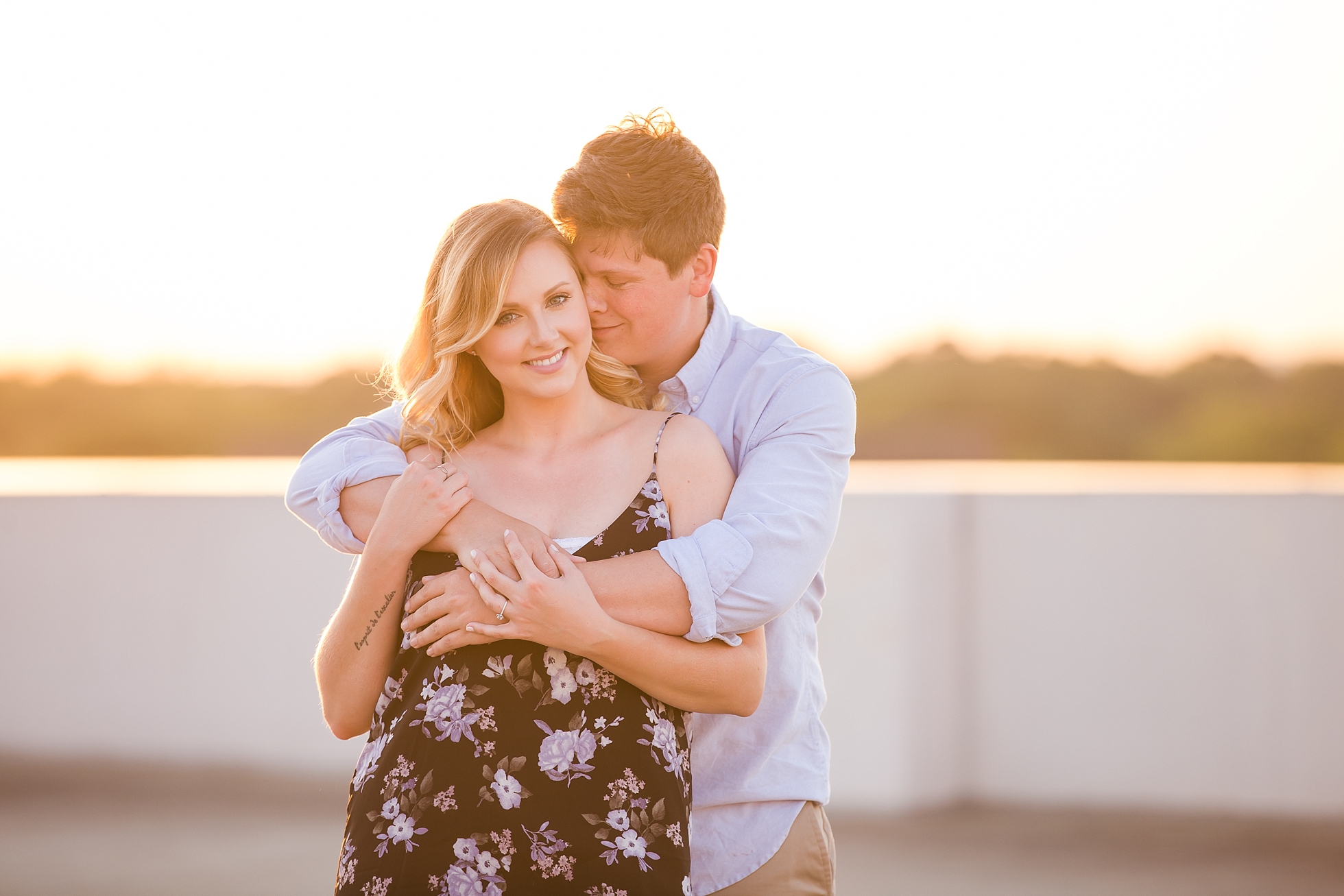 rooftop sunset engagement photos