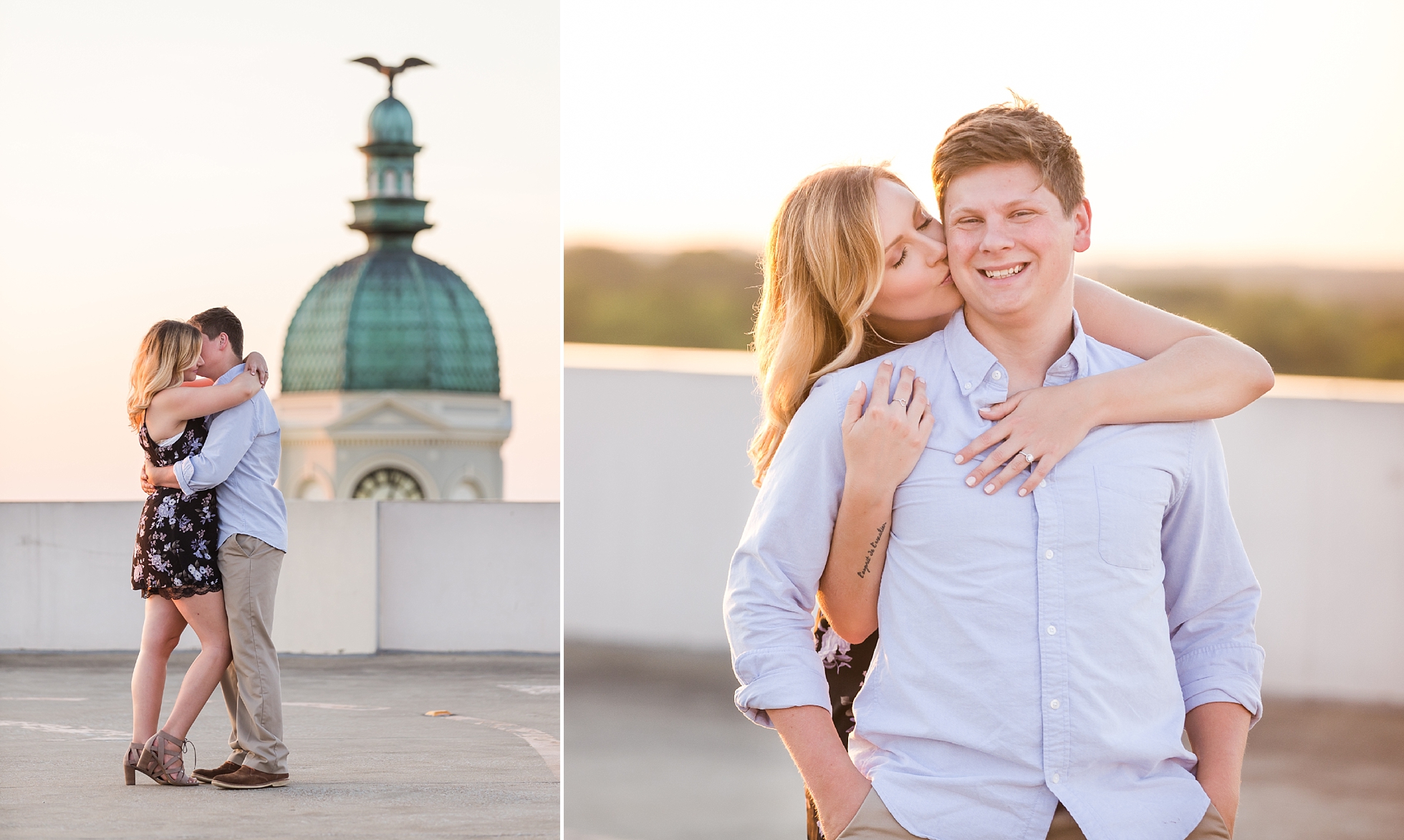athens rooftop sunset engagement