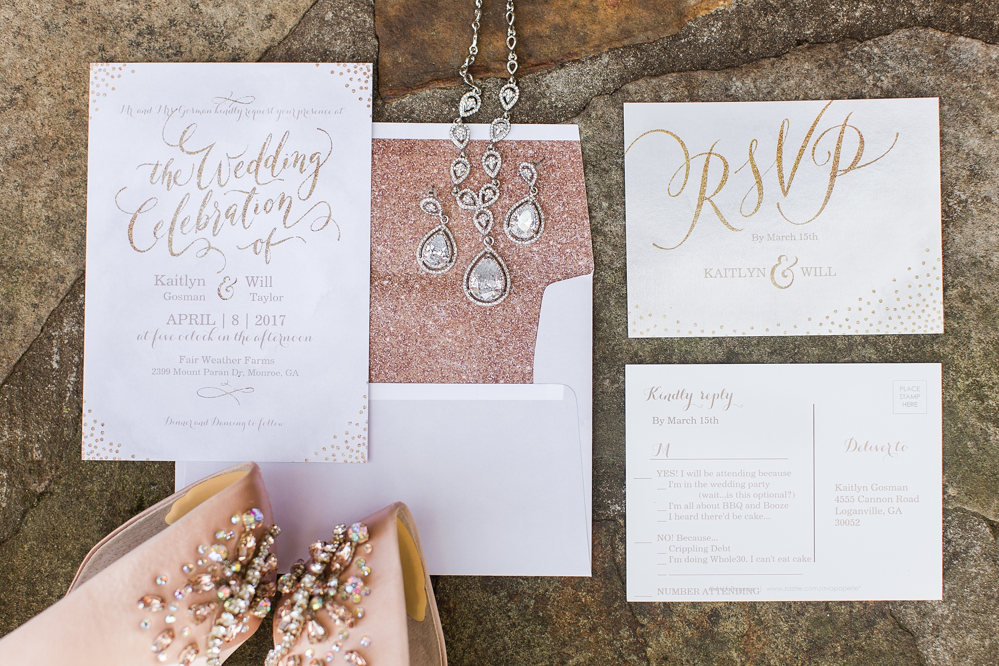 invitation suite wedding sparkly