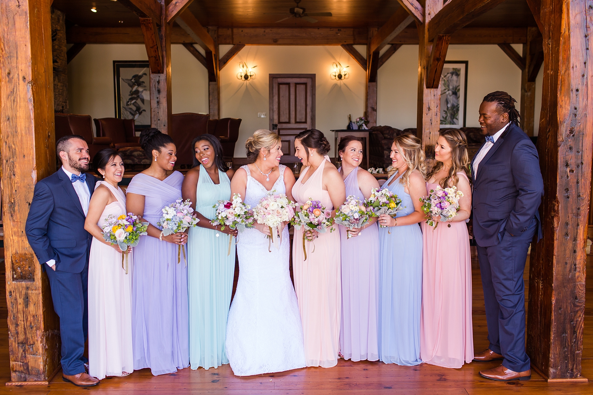 pastels wedding party bridesmaids