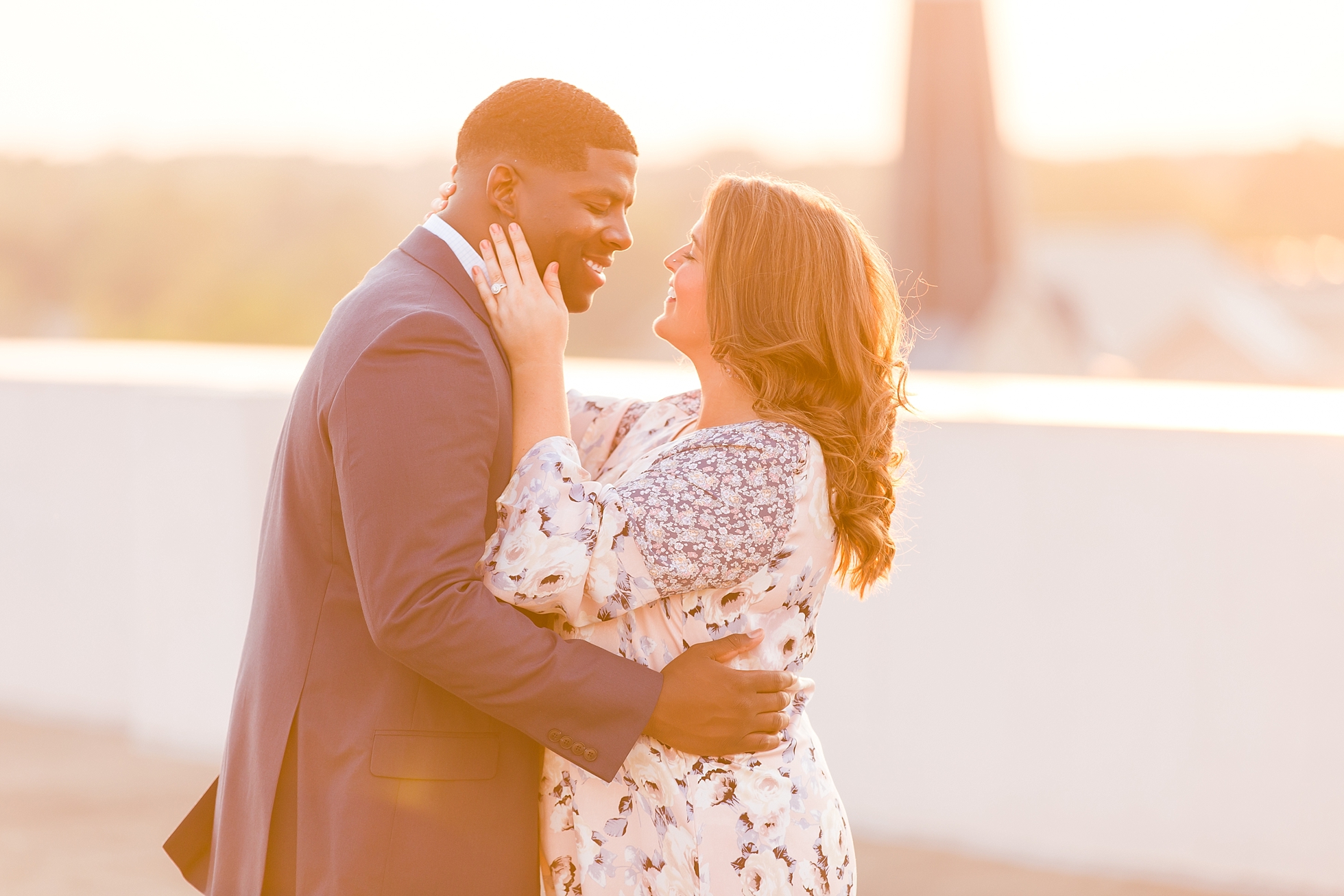sunset rooftop engagement