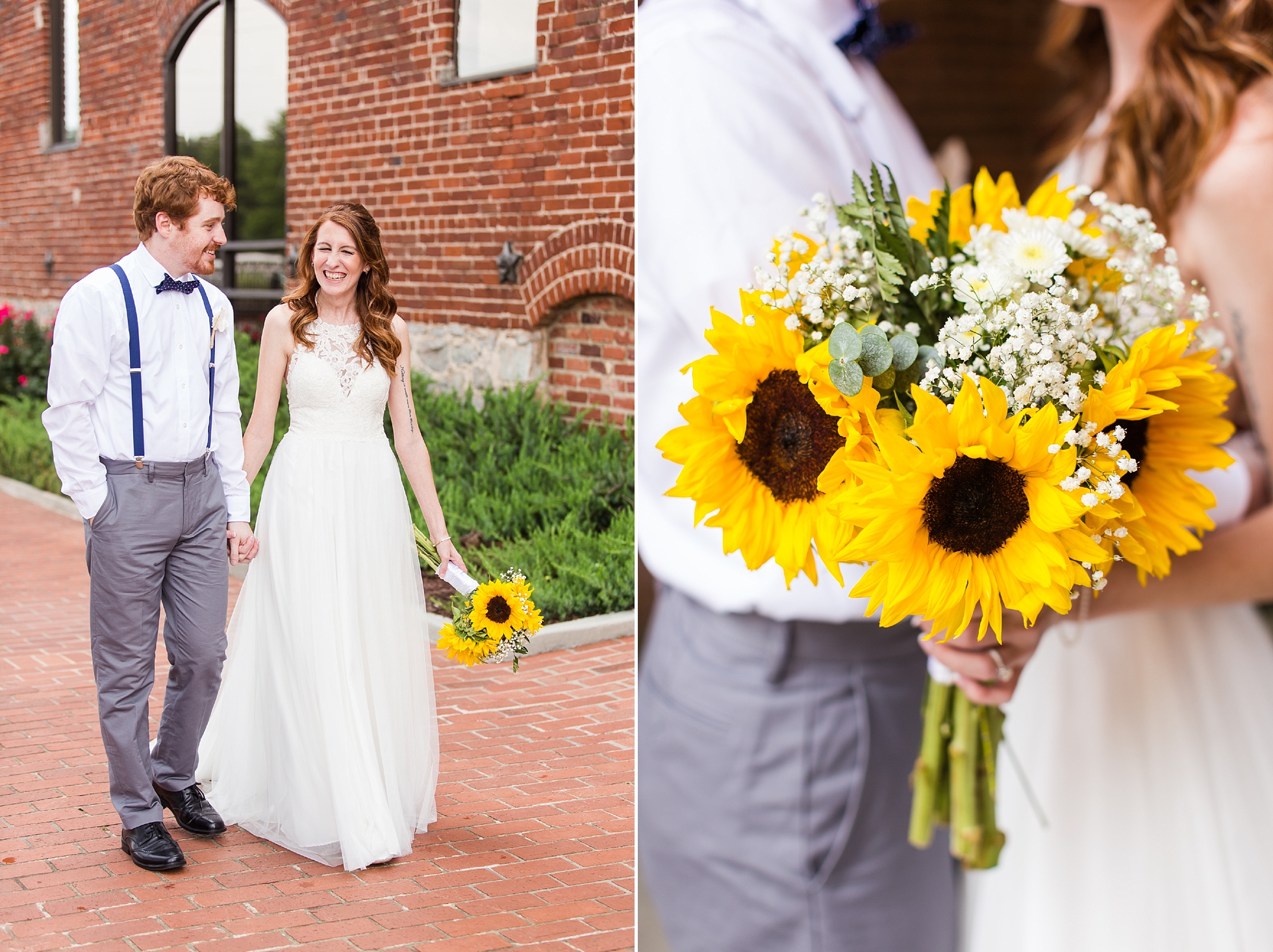 sunflower bouquet wedding photos