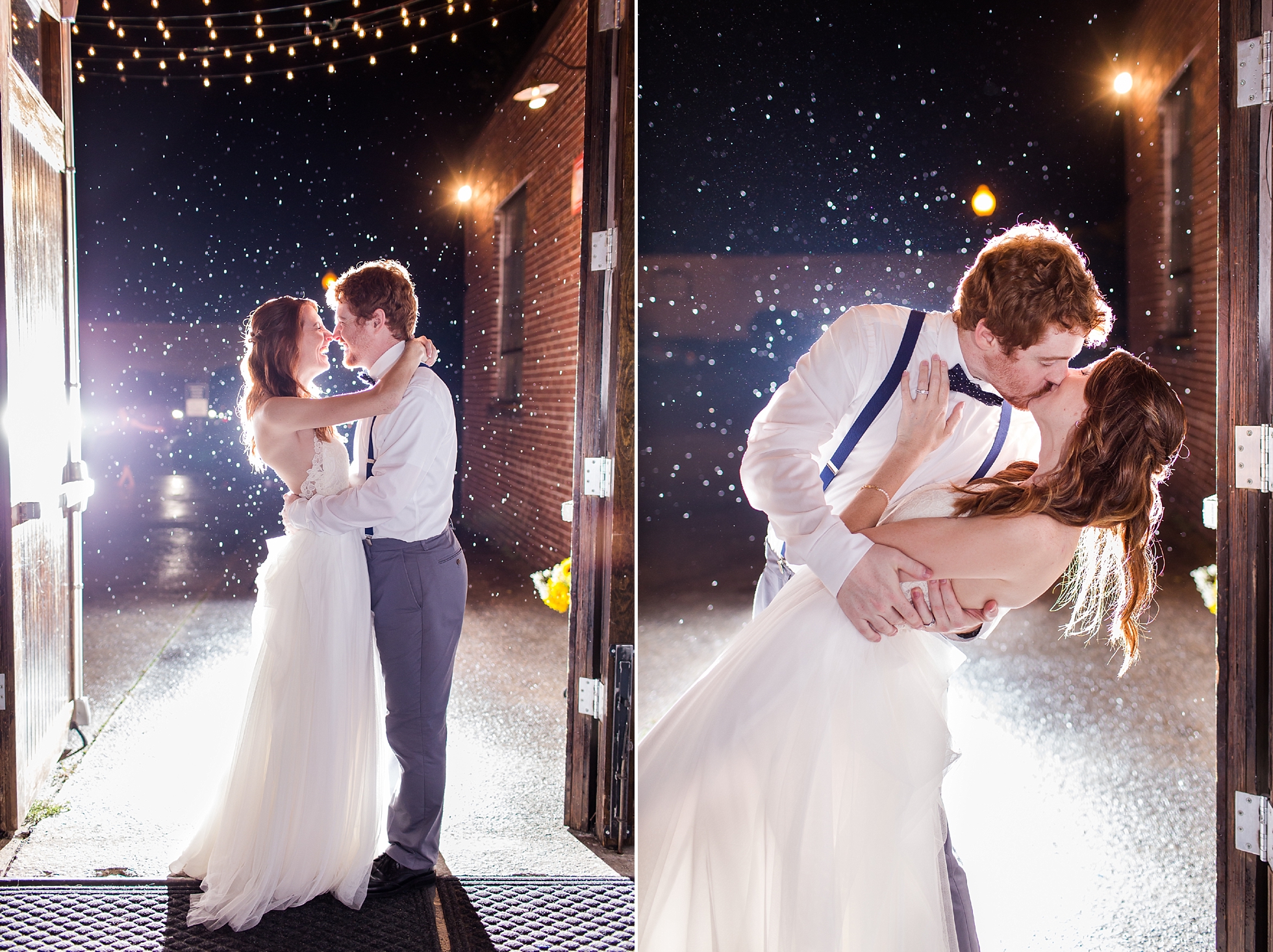rain night nighttime raindrops wedding photos