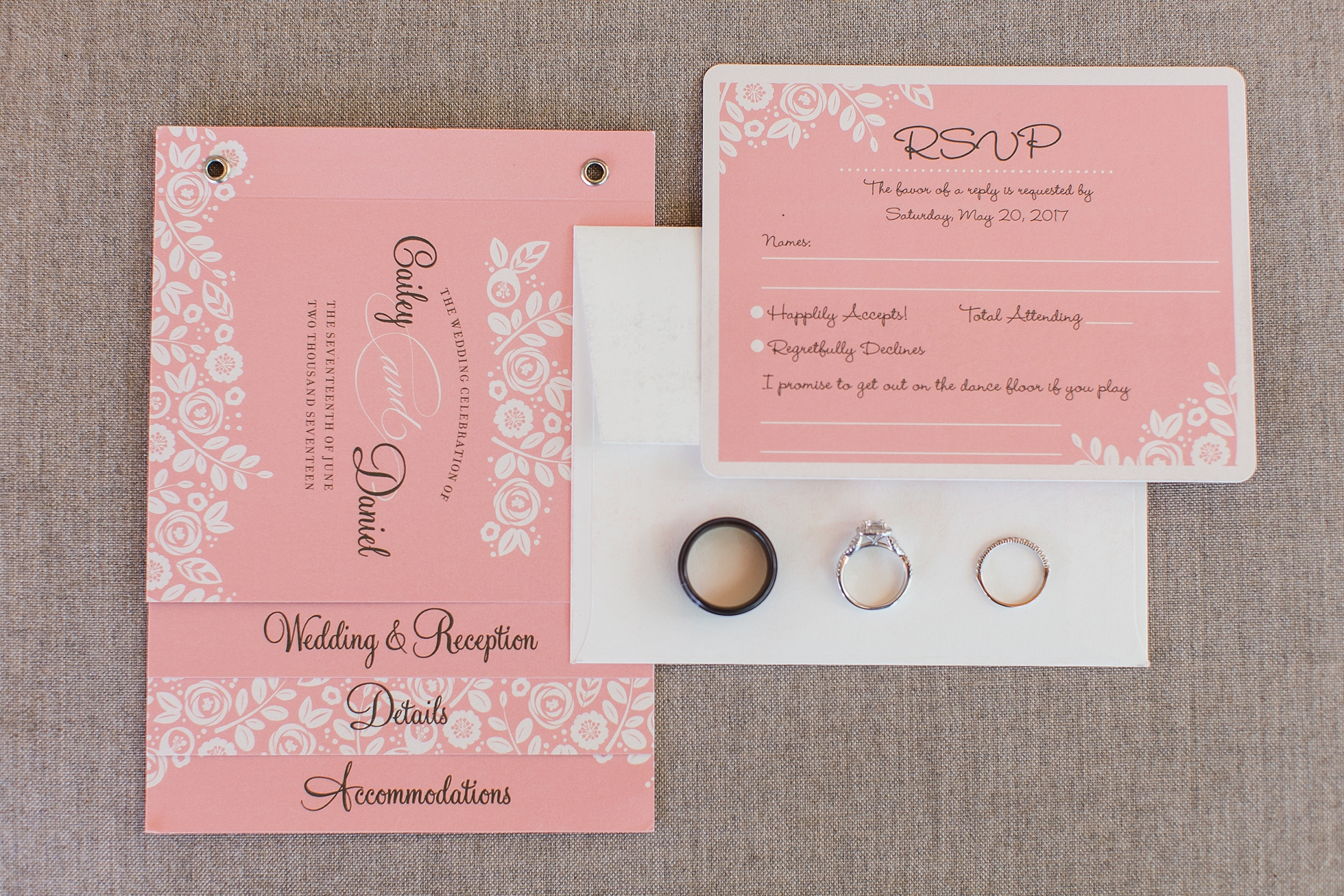 wedding invitations georgia pink