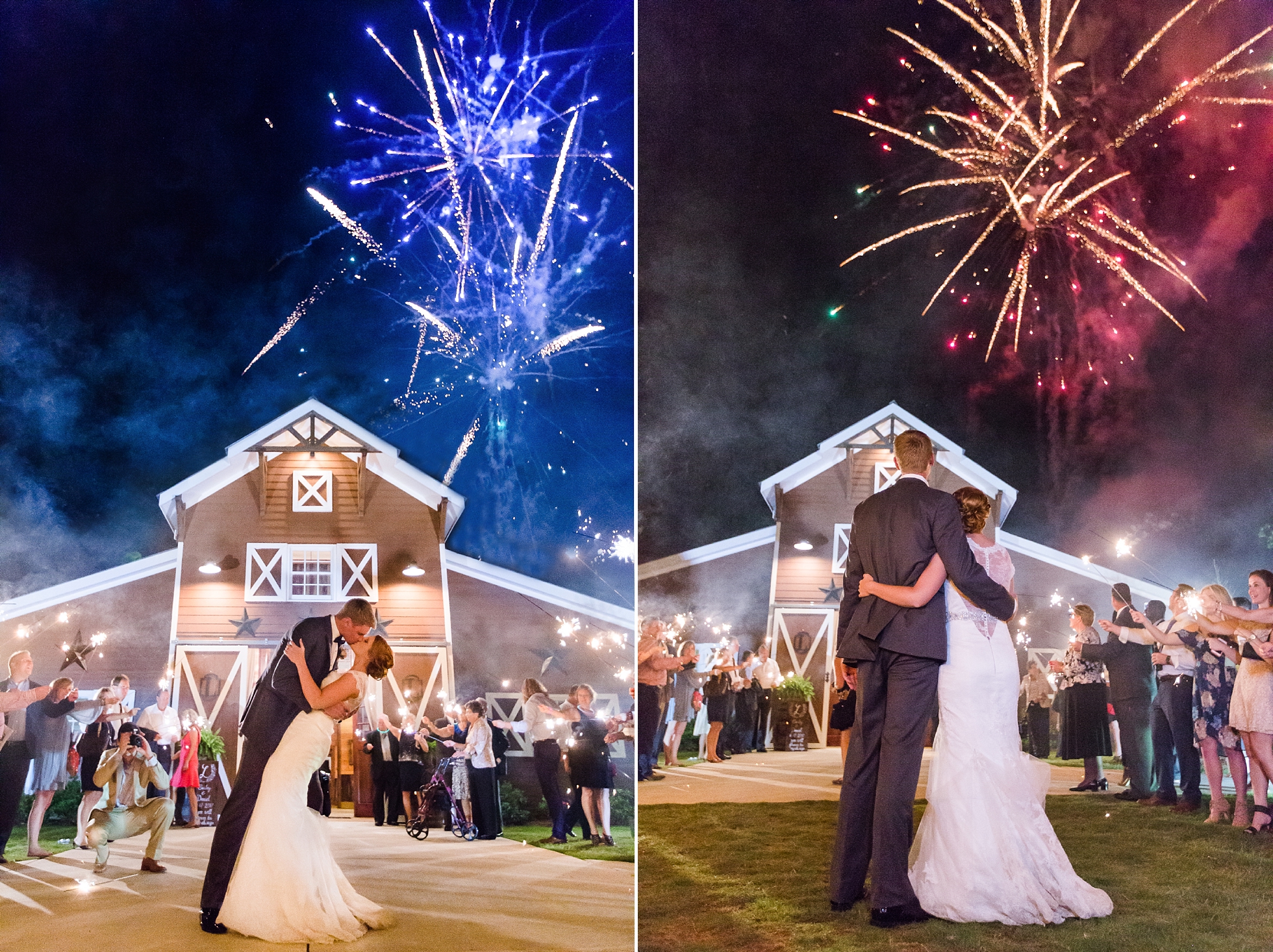 fireworks wedding exit 9 oaks farm photo