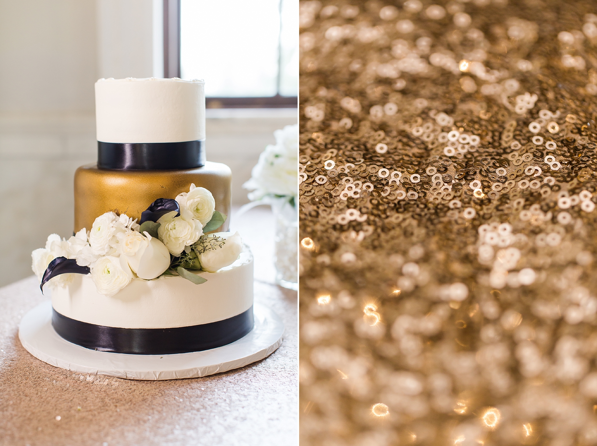 navy gold sparkly cake wedding