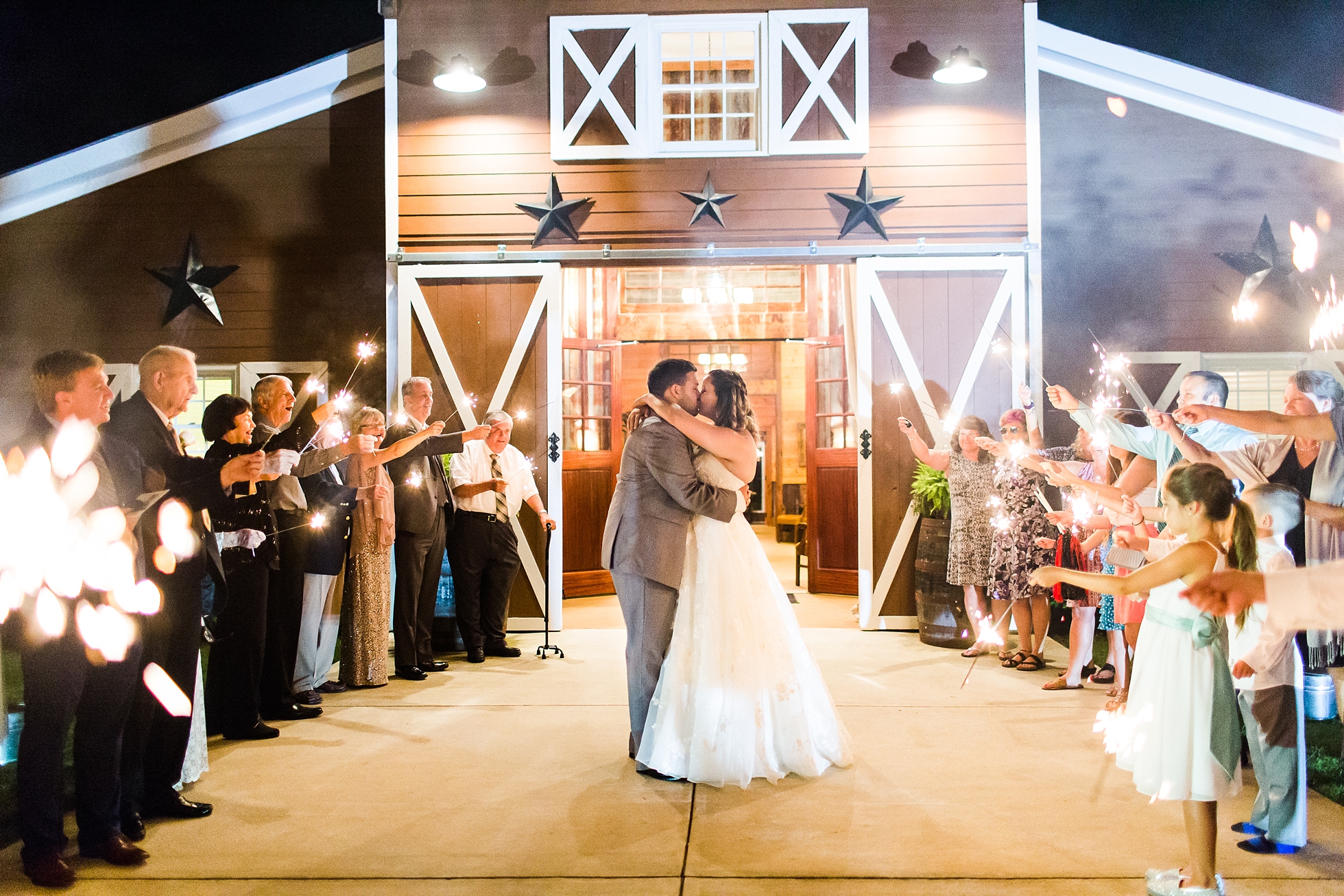 9 oaks farm barn wedding sparklers