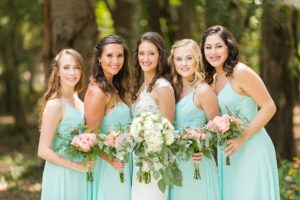 teal aqua bridesmaids dresses summer wedding